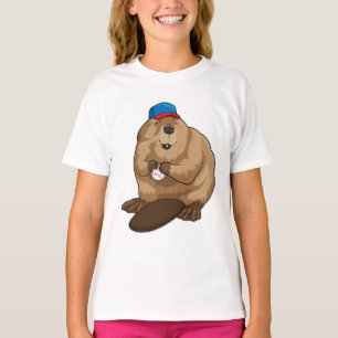 Beaver bij honkbal met honkbal t-shirt
