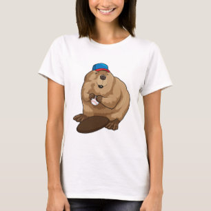 Beaver bij honkbal met honkbal t-shirt