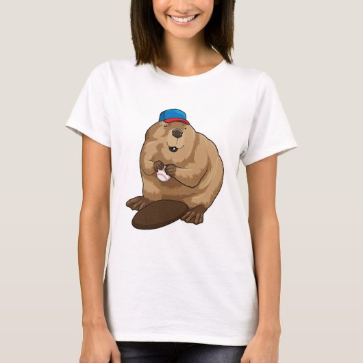 Beaver bij honkbal met honkbal t-shirt (Voorkant)