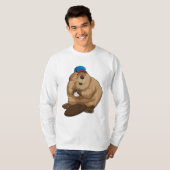 Beaver bij honkbal met honkbal t-shirt (Voorkant volledig)