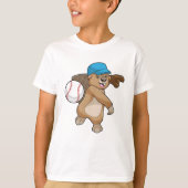 Beaver bij honkbalsport met Pet T-shirt (Voorkant)