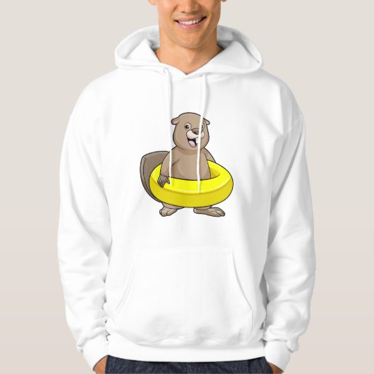 Beaver bij Zwemmen met Zwemring Hoodie (Voorkant)