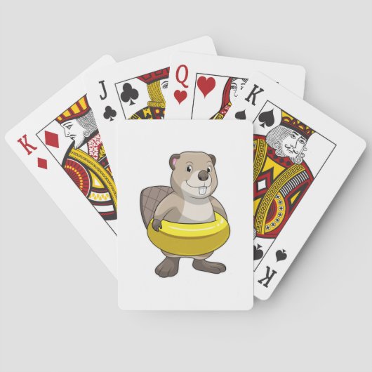 Beaver bij Zwemmen met Zwemring Pokerkaarten (Achterkant)