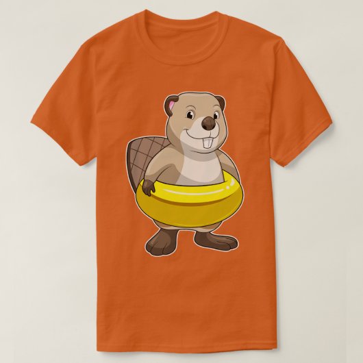 Beaver bij Zwemmen met Zwemring T-shirt (Design voorkant)