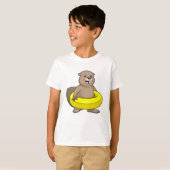 Beaver bij Zwemmen met Zwemring T-shirt (Voorkant volledig)