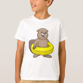 Beaver bij Zwemmen met Zwemring T-shirt (Voorkant)