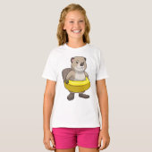 Beaver bij Zwemmen met Zwemring T-shirt (Voorkant volledig)