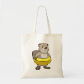 Beaver bij Zwemmen met Zwemring Tote Bag (Voorkant)