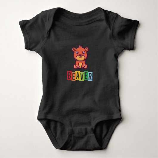Beaver Blk Baby Jersey Bodysuit (Voorkant)