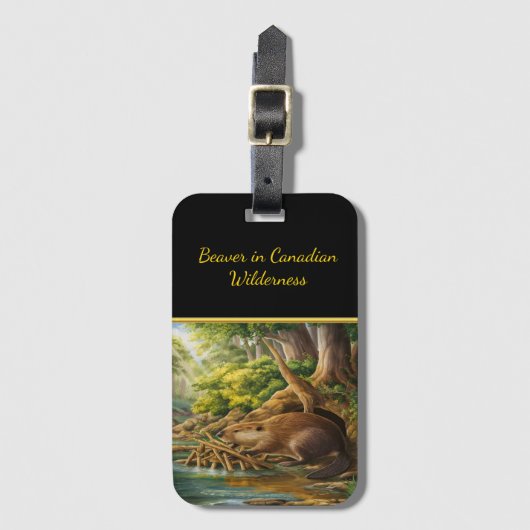 Beaver bouwt door de stroom bagagelabel (Voorkant (verticaal))