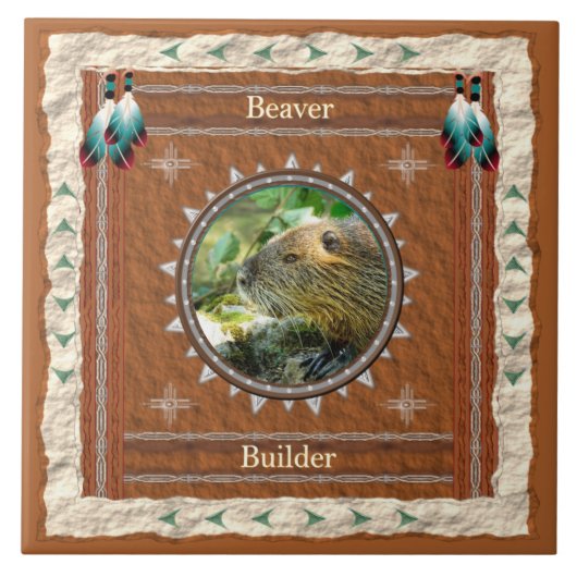 Beaver - Builder - keramische tegel Tegeltje (Voorkant)