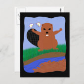 Beaver Building Cartoon Art Briefkaart (Voorkant / Achterkant)