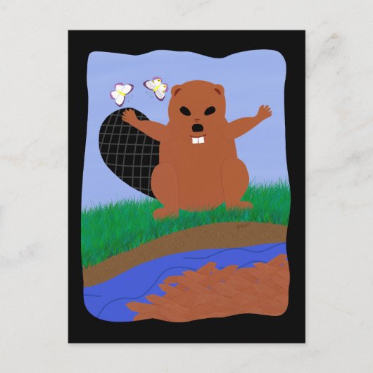 Beaver Building Cartoon Art Briefkaart (Voorkant)