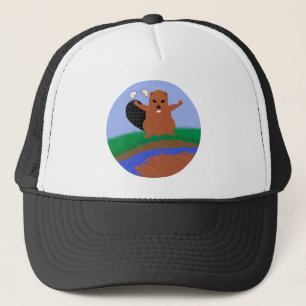 Beaver Building Cartoon Art Trucker Pet