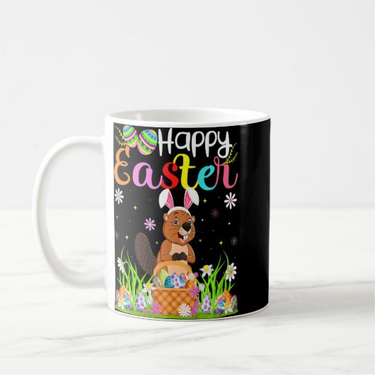 Beaver Bunny Egg Hunting Beaver Happy Easter Koffiemok (Links)