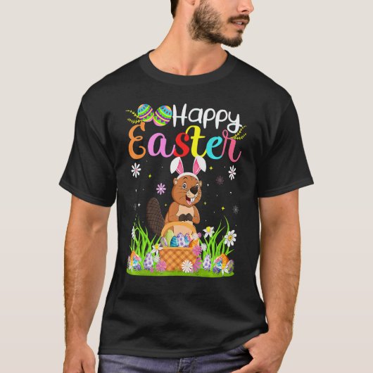 Beaver Bunny Egg Hunting Beaver Happy Easter T-shirt (Voorkant)