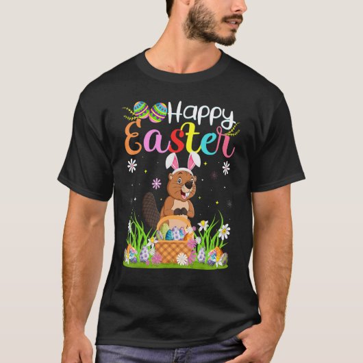 Beaver Bunny Egg Hunting Beaver Happy Easter T-shirt (Voorkant)