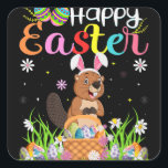 Beaver Bunny Egg Hunting Funny Beaver Happy Easter Vierkante Sticker<br><div class="desc">Beaver Bunny Egg Hunting Funny Beaver Happy Easter</div>
