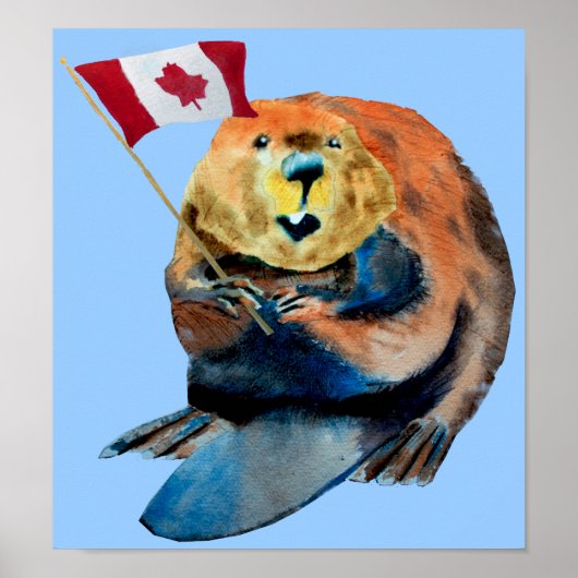 Beaver Canadian Flag Print (Voorkant)