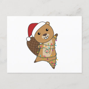 Beaver Cheerful Christmas Winter Animals Beavers Briefkaart