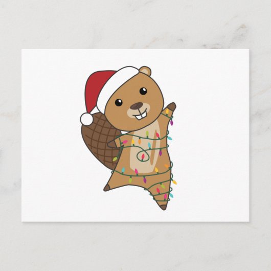 Beaver Cheerful Christmas Winter Animals Beavers Briefkaart (Voorkant)