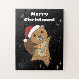 Beaver Cheerful Christmas Winter Animals Beavers Legpuzzel