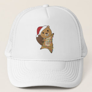 Beaver Cheerful Christmas Winter Animals Beavers Trucker Pet
