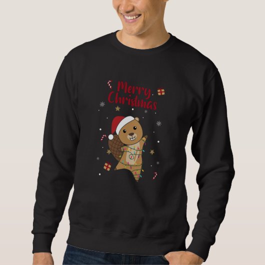 Beaver Cheerful Christmas Winter Animals Beavers Trui (Voorkant)