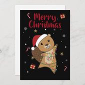 Beaver Cheerful Winter Animals Beavers A Feestdagenkaart (Voorkant / Achterkant)