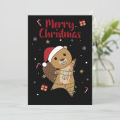 Beaver Cheerful Winter Animals Beavers A Feestdagenkaart (Staand voorkant)