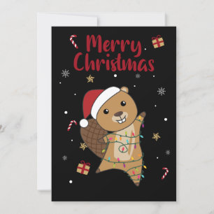 Beaver Cheerful Winter Animals Beavers A Feestdagenkaart