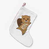 Beaver Cheerful Winter Animals Beavers A Kleine Kerstsok (Voorkant (Hangend))