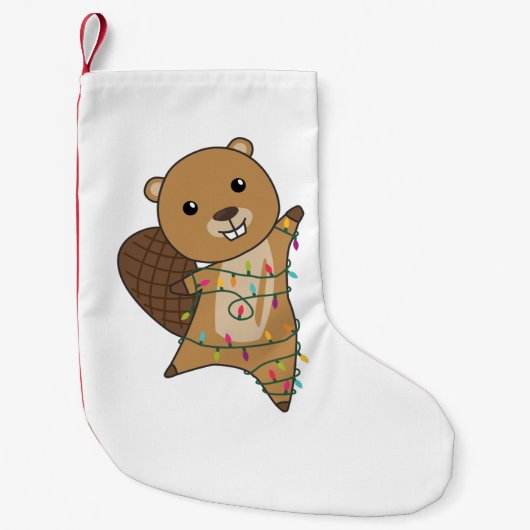 Beaver Cheerful Winter Animals Beavers A Kleine Kerstsok (Voorkant)