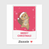 Beaver Cheerful Winter Animals Beavers S Sticker (Vel)