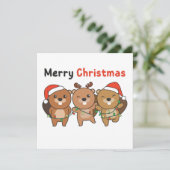 Beaver Christmas Animals Beavers Merry Christmas I Kaart (Staand voorkant)