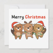 Beaver Christmas Animals Beavers Merry Christmas I Kaart (Voorkant)