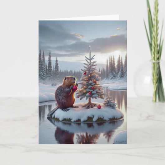 BEAVER CHRISTMAS - WILDLIFE FEESTDAGEN KAART (Voorkant)