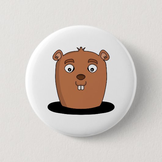 Beaver coming out of a hole ronde button 5,7 cm (Voorkant)
