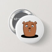 Beaver coming out of a hole ronde button 5,7 cm (Voorkant /achterkant)