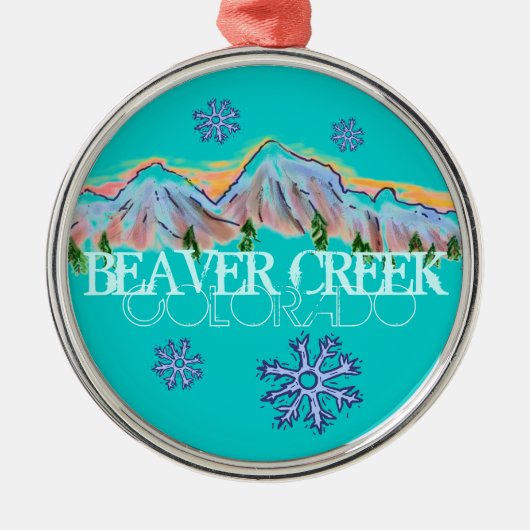 Beaver Creek Colorado-bergsnowflake-versiering Metalen Ornament (Voorkant)