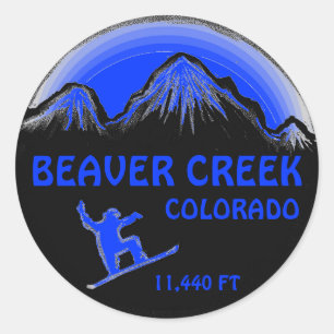 Beaver Creek Colorado blauw snowboard kunst sticke Ronde Sticker