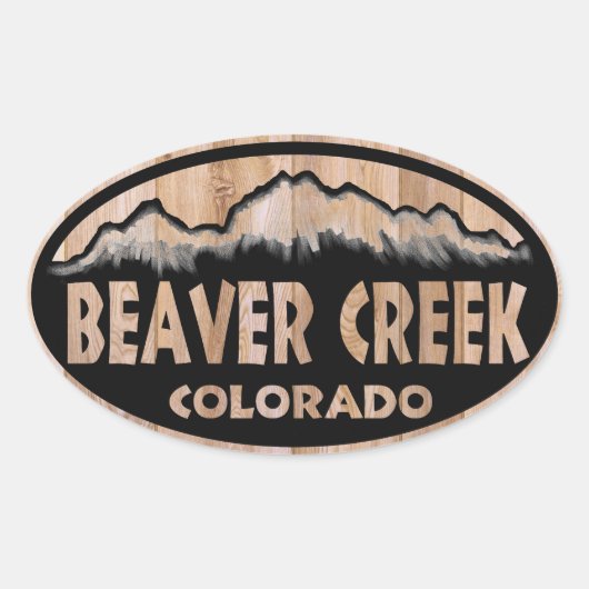 Beaver Creek Colorado houten teken ovale stickers (Voorkant)