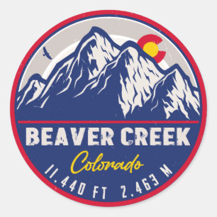 Beaver Creek Colorado Retro Sunset Souvenirs Ronde Sticker