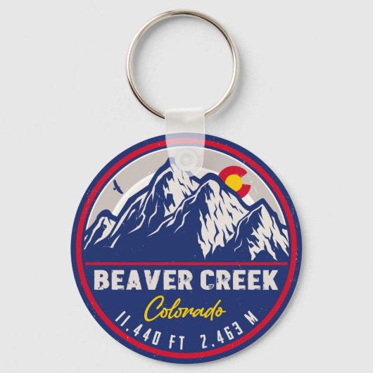 Beaver Creek Colorado Retro Sunset Souvenirs Sleutelhanger (Voorkant)