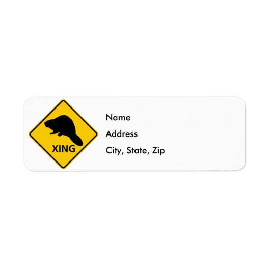 Beaver Crossing Highway Sign Etiket (Voorkant)