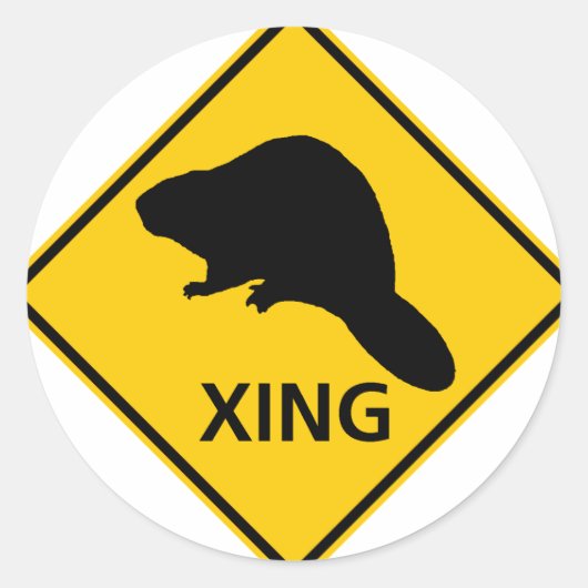 Beaver Crossing Highway Sign Ronde Sticker (Voorkant)
