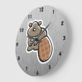 Beaver Cute; Metal-look Grote Klok (Hoek)