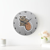 Beaver Cute; Metal-look Grote Klok (Huis)