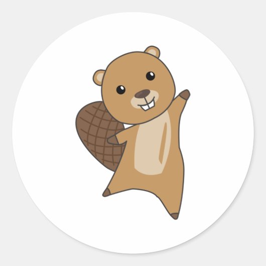 Beaver Cute Rodents for Kids Funny Beaver Ronde Sticker (Voorkant)