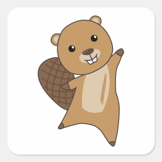 Beaver Cute Rodents for Kids Funny Beaver Vierkante Sticker (Voorkant)